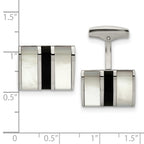 Chisel Stainless Steel Polished Black Semi-precious Stone and Mop Cuff Links