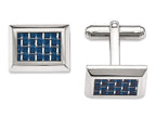 Chisel Stainless Steel Polished With Blue Carbon Fiber Cuff Links