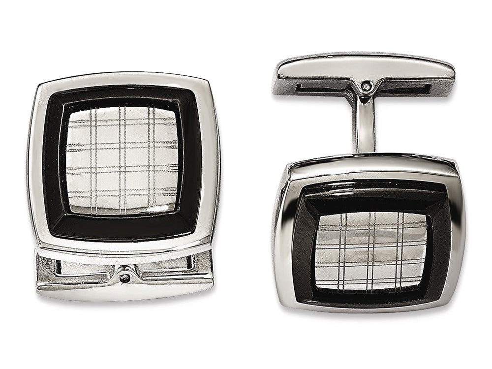 Chisel Stainless Steel Polished Black Ip-plated Cuff Links