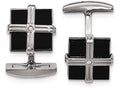 Chisel Stainless Steel Polished Black Ip CZ Square Cuff Links