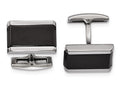 Chisel Stainless Steel Polished Black Onyx Rectangle Cuff Links