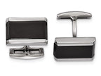 Chisel Stainless Steel Polished Black Onyx Rectangle Cuff Links