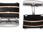 Chisel Stainless Steel Polished Black And Rose Ip Plated Cuff Links