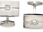 Chisel Stainless Steel Polished CZ Cuff Links