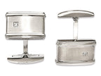 Chisel Stainless Steel Brushed/polished CZ Cuff Links