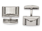 Chisel Stainless Steel Polished CZ Rectangle Cuff Links