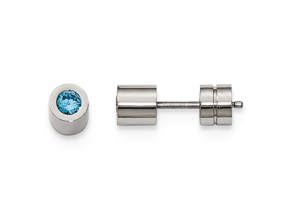 Chisel Stainless Steel CZ March Birthstone Polished Post Earrings