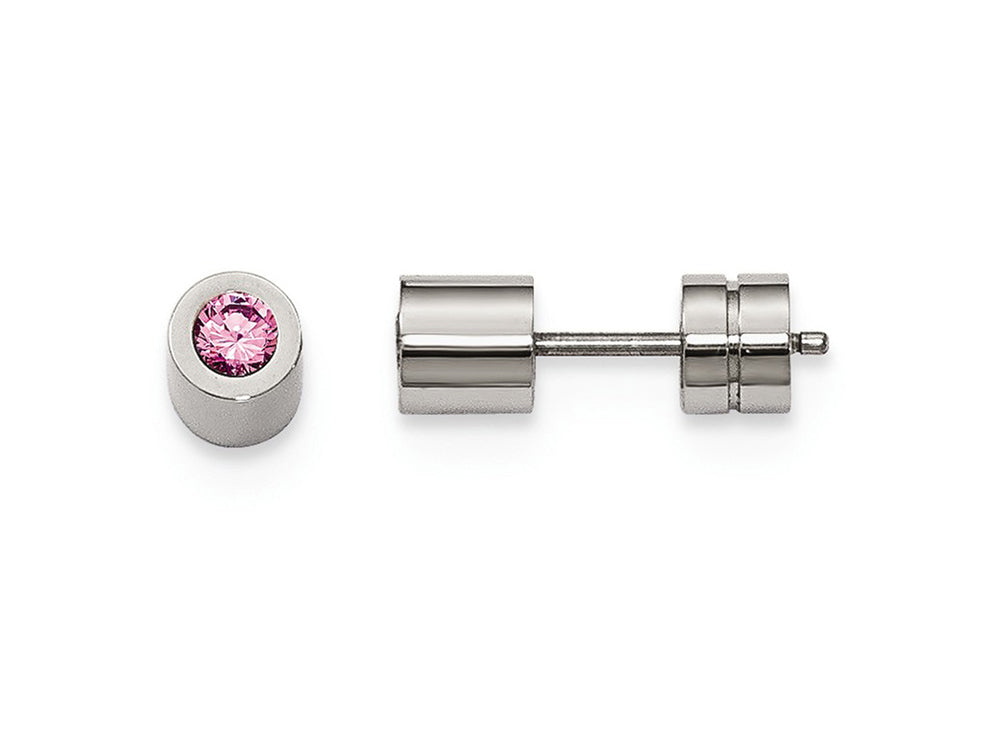 Chisel Stainless Steel CZ Oct Birthstone Polished Post Earrings