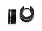 Chisel Stainless Steel Polished Black Ip Hinged Hoop Earrings