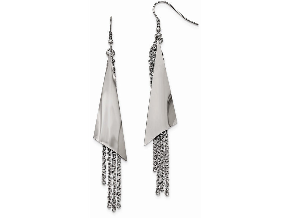 Chisel Stainless Steel Polished Shepherd Hook Dangle Earrings