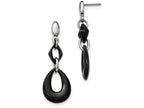 Chisel Stainless Steel And Black Ceramic Polished Dangle Post Earrings