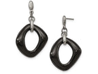 Chisel Stainless Steel Polished Black Ceramic Post Dangle Earrings