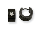 Chisel Stainless Steel Black IP-plated Star Hinged Hoop Earrings