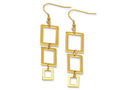 Chisel Stainless Steel Yellow Color IP-plated Rectangle Dangle Earrings