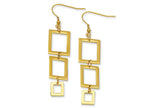 Chisel Stainless Steel Yellow Color IP-plated Rectangle Dangle Earrings
