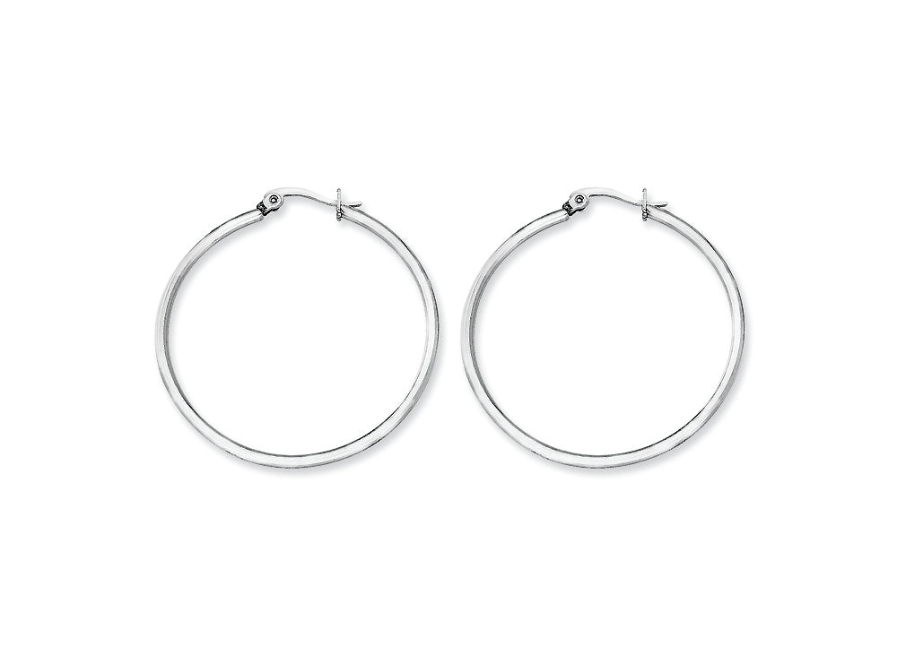 Chisel Stainless Steel 35mm Diameter Hoop Earrings