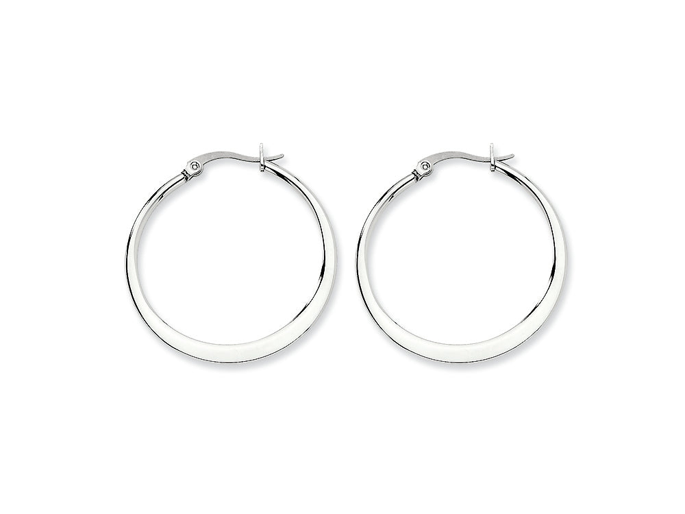 Chisel Stainless Steel 30mm Diameter Hoop Earrings