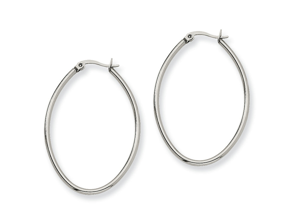 Chisel Stainless Steel 30mm Diameter Oval Hoop Earrings