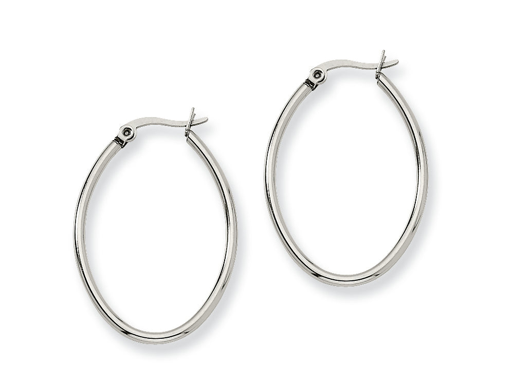 Chisel Stainless Steel 34mm Diameter Oval Hoop Earrings