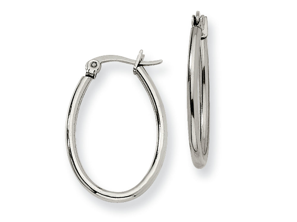 Chisel Stainless Steel 18mm Diameter Oval Hoop Earrings