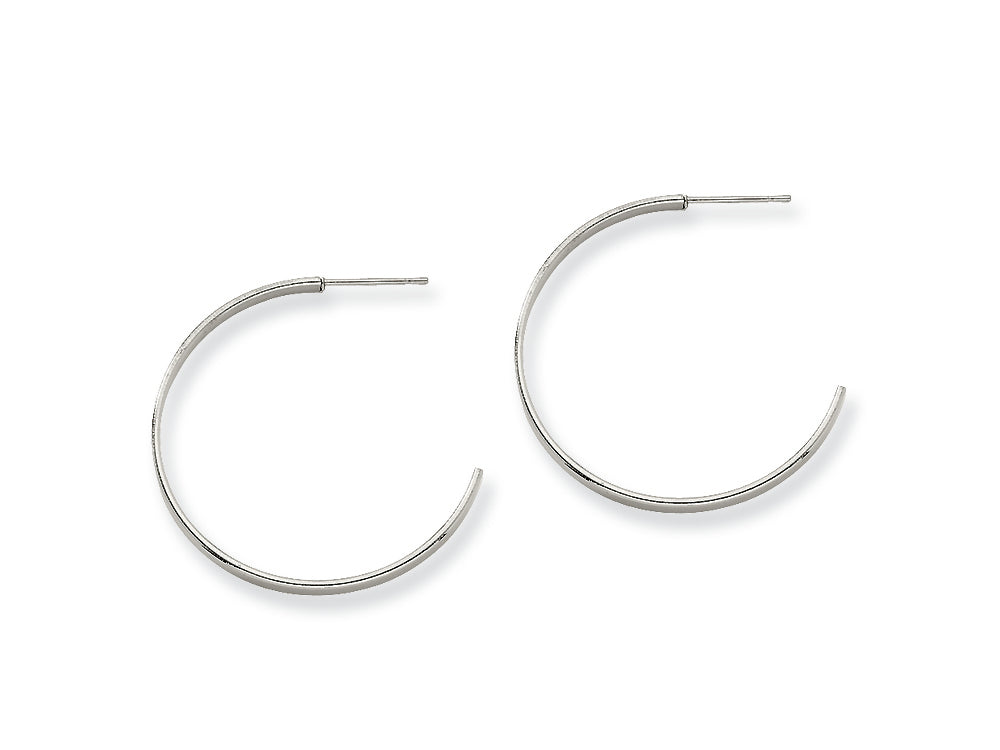 Chisel Stainless Steel 30mm Diameter J Hoop Post Earrings