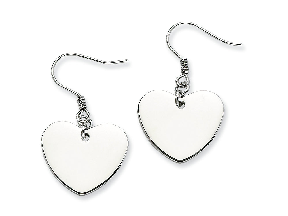 Chisel Stainless Steel Polished Heart Dangle Earrings