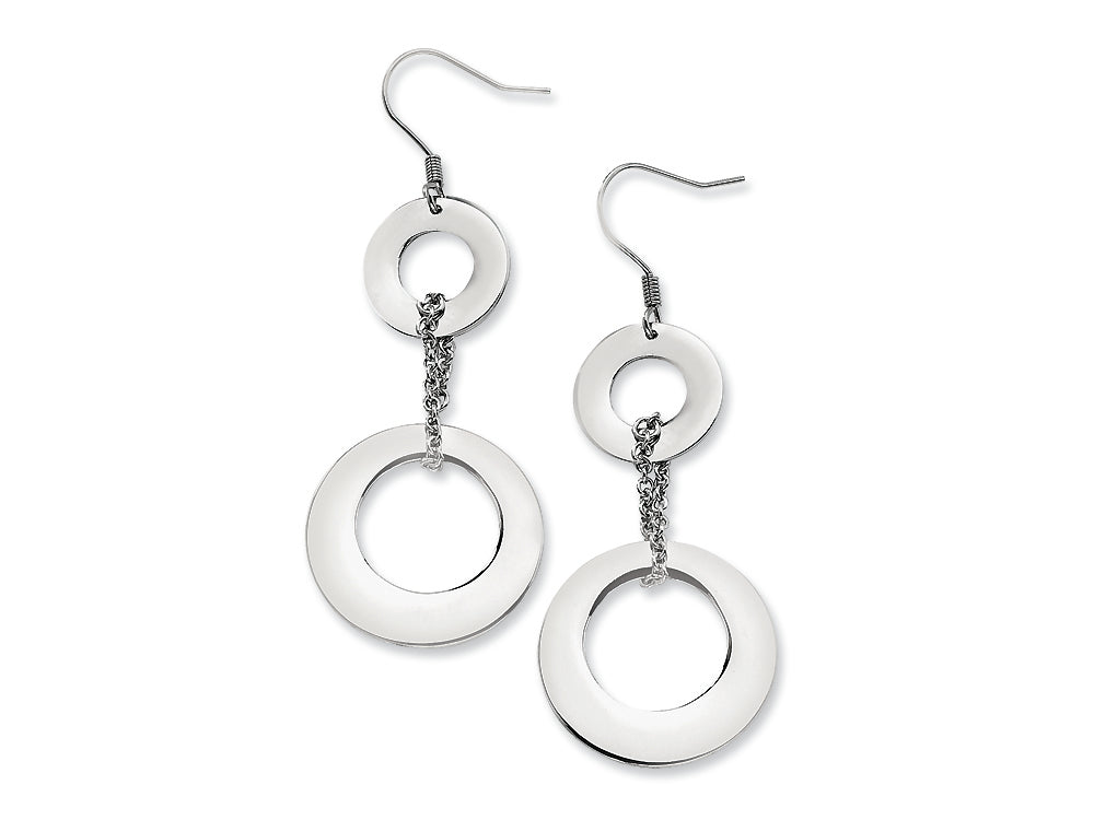 Chisel Stainless Steel Polished Circles Dangle Earrings