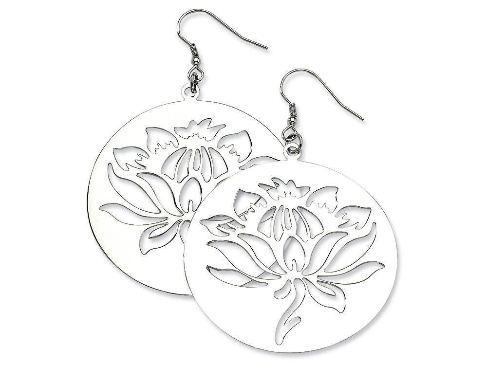 Chisel Stainless Steel Flower Cutout Dangle Earrings
