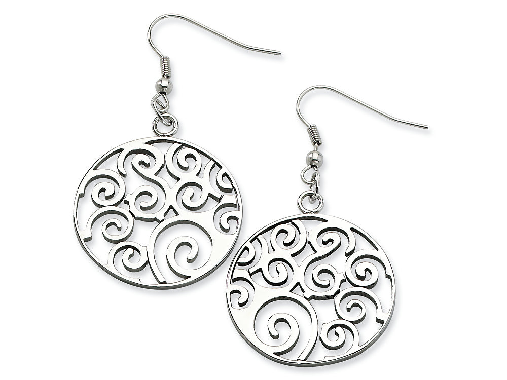 Chisel Stainless Steel Fancy Swirl Dangle Earrings