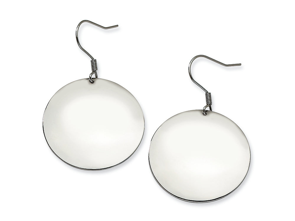 Chisel Stainless Steel Polished Discs Dangle Earrings