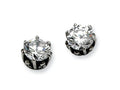 Chisel Stainless Steel Antiqued Round CZ Post Earrings