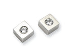 Chisel Stainless Steel CZ Brushed Diamond Shaped Post Earrings