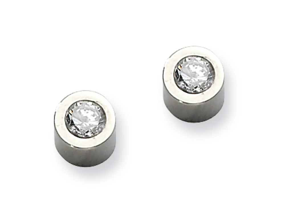 Chisel Stainless Steel CZ Polished Post Earrings