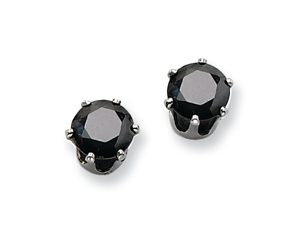 Chisel Stainless Steel 6mm Black CZ Stud Earrings