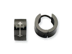Chisel Stainless Steel Black Ip-plated Round Hinged Hoop W/ Cross Earrings