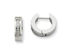 Chisel Stainless Steel CZ Polished Round Hinged Hoop Earrings