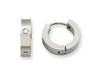 Chisel Stainless Steel CZ Brushed Hinged Hoop Earrings