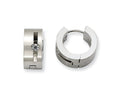 Chisel Stainless Steel CZ Brushed and Polished Round Hinged Hoop Earrings