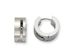 Chisel Stainless Steel CZ Brushed and Polished Round Hinged Hoop Earrings