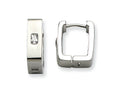 Chisel Stainless Steel CZ Brushed and Polished Square Hinged Earrings