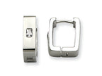 Chisel Stainless Steel CZ Brushed and Polished Square Hinged Earrings
