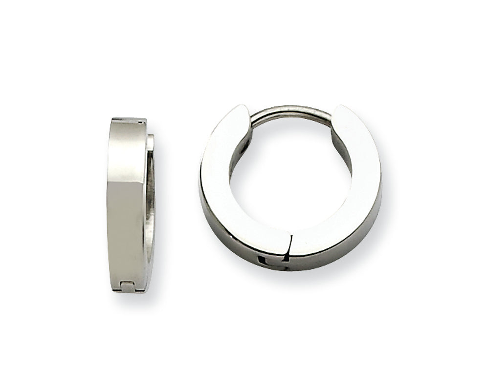 Chisel Stainless Steel Brushed And Polished Hinged Hoop Earrings