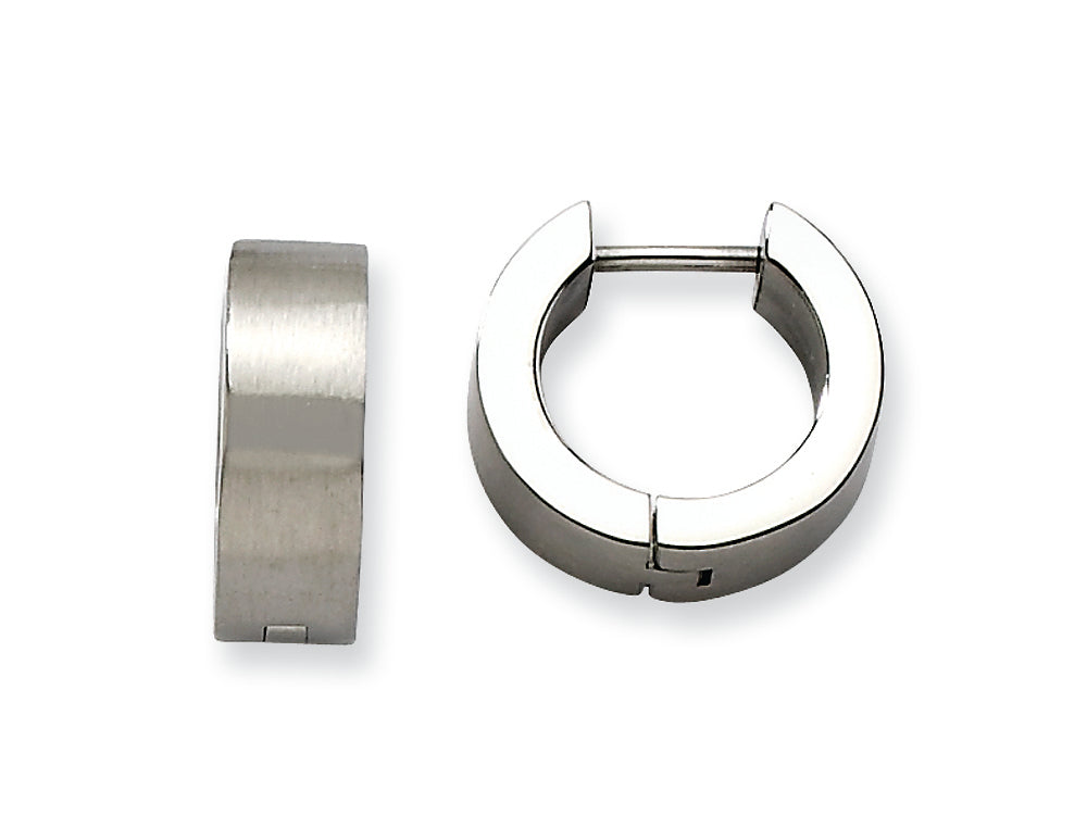 Chisel Stainless Steel Brushed Round Hinged Hoop Earrings