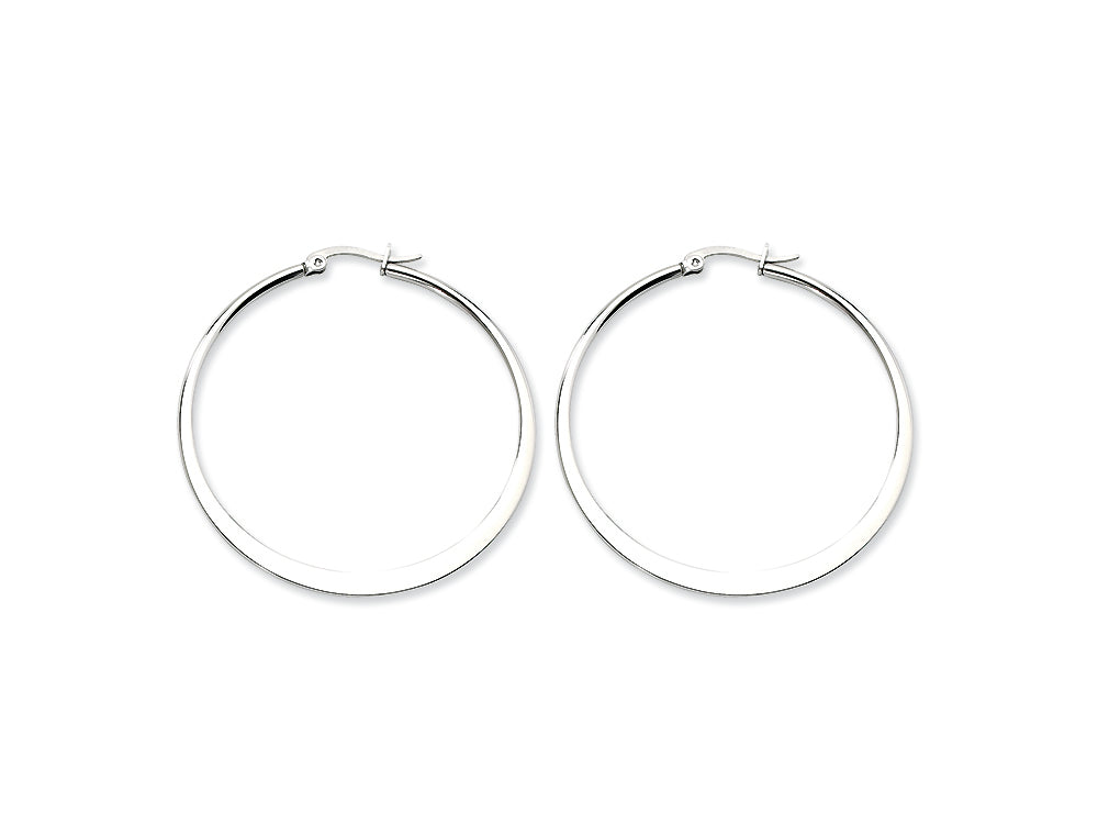 Chisel Stainless Steel Polished 50mm Hoop Earrings