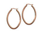 Chisel Stainless Steel Brown Plated 50mm Oval Hoop Earrings