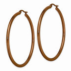 Chisel Stainless Steel Brown Ip Plated Round Hoop Earrings