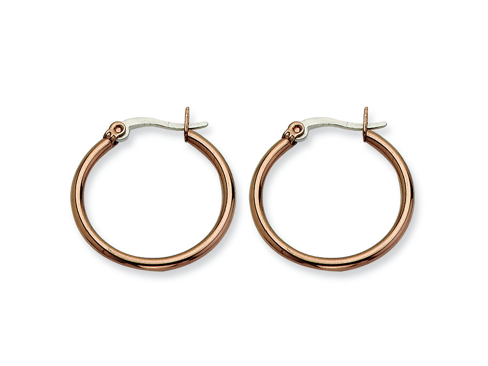 Chisel Stainless Steel Brown Ip Plated 26mm Hoop Earrings
