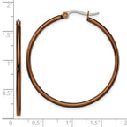 Chisel Stainless Steel Brown Ip Plated 40mm Hoop Earrings