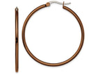 Chisel Stainless Steel Brown Ip Plated 40mm Hoop Earrings