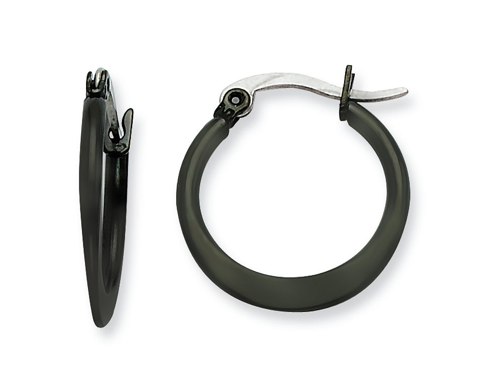 Chisel Stainless Steel Black Ip Plated 19mm Hoop Earrings